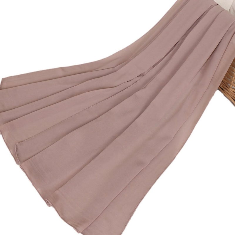 LMVERNA Chiffon Hijab Scarf Solid Color Luxurious Soft Hijab Long Scarf Wrap Scarves (Light khaki) - Image 3